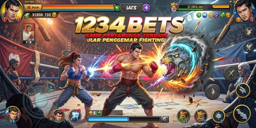 Screenshot gameplay 1234BETS menampilkan pertarungan yang intens dan mendebarkan.