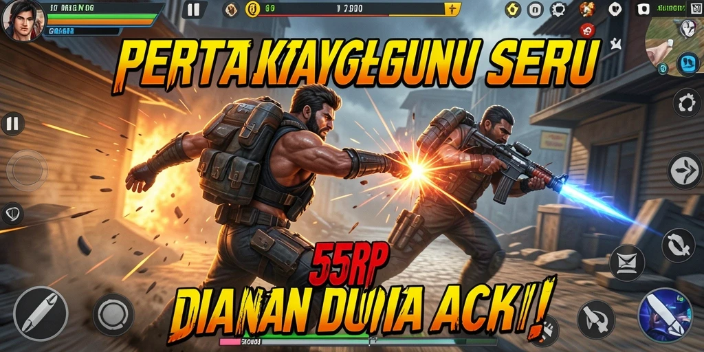 Tangkapan layar gameplay <strong>55RP</strong> menampilkan aksi seru dan pertarungan intens.