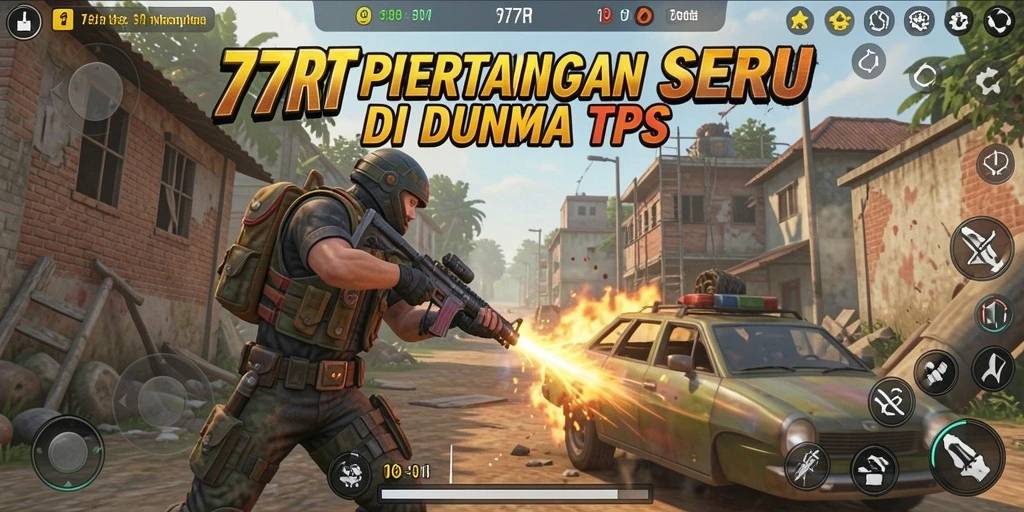 Tampilan seru gameplay TPS di 77RT dengan aksi mendebarkan.