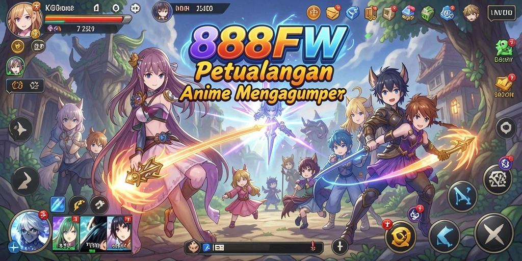 Tampilan gameplay anime yang memukau dan penuh aksi.