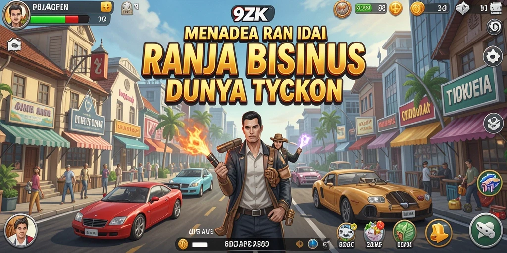 Tangkapan layar gameplay 9ZK yang menunjukkan keseruan manajemen bisnis.