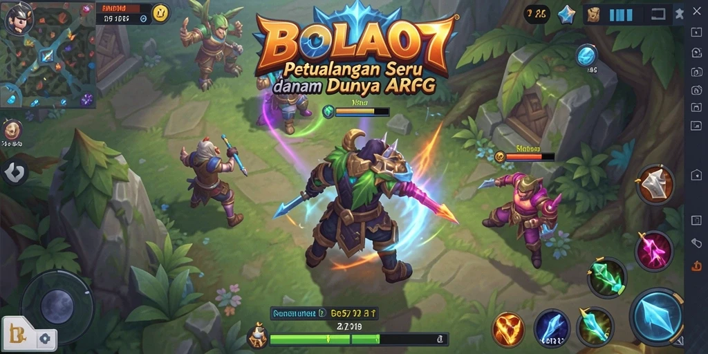 Screenshot gameplay BOLA07 menunjukkan pertarungan seru di dunia ARPG.