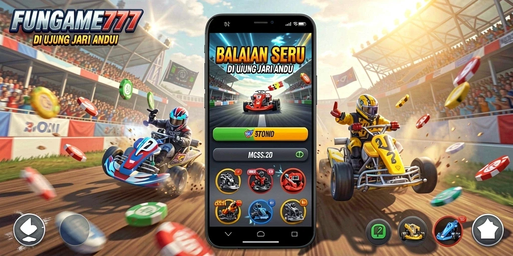 Gameplay seru dan mendebarkan di FUNGAME777 dengan mobil balap.