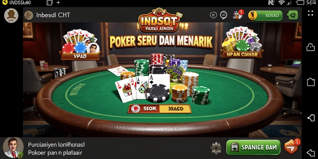 Screenshot gameplay INDSLOT menampilkan aksi seru permainan poker.