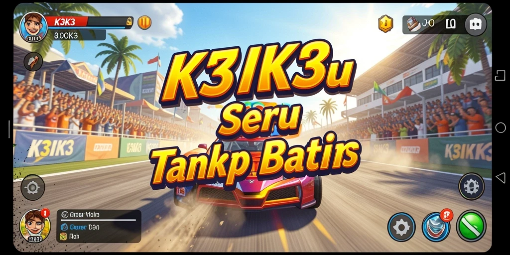 Gameplay seru K3K3 dengan mobil balap cepat dan trek menantang.