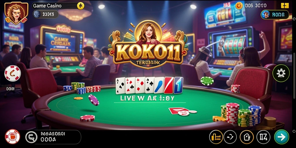 Screenshot gameplay KOKO11 menunjukkan interaksi dealer langsung yang menarik.