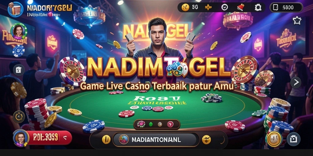 Screenshot gameplay NADIMTOGEL menampilkan dealer profesional yang berinteraksi langsung.