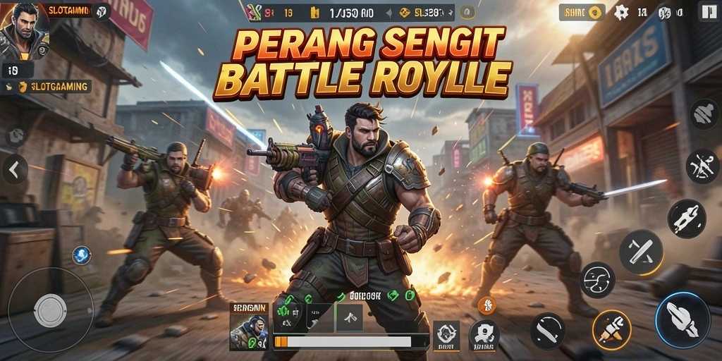 Tangkapan layar menampilkan aksi intens dalam pertempuran Battle Royale.