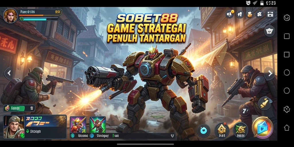 Screenshot utama SOBET88 menampilkan aksi strategis yang intens dan menarik.