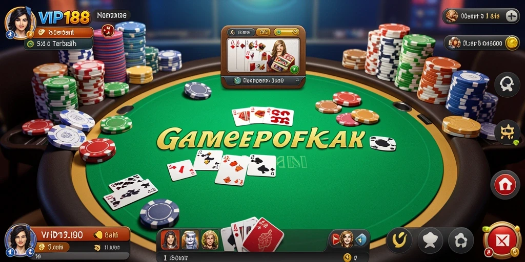 Tampilan gameplay Poker yang menegangkan dan mengasyikkan di VIP188.