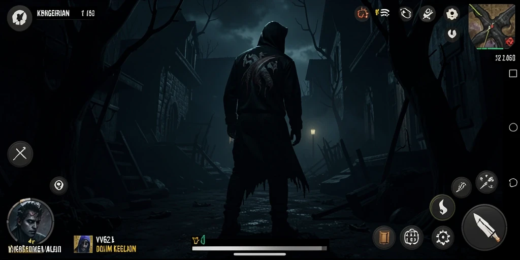 Tangkapan layar gameplay VV62 menampilkan suasana menyeramkan di dalam kegelapan.